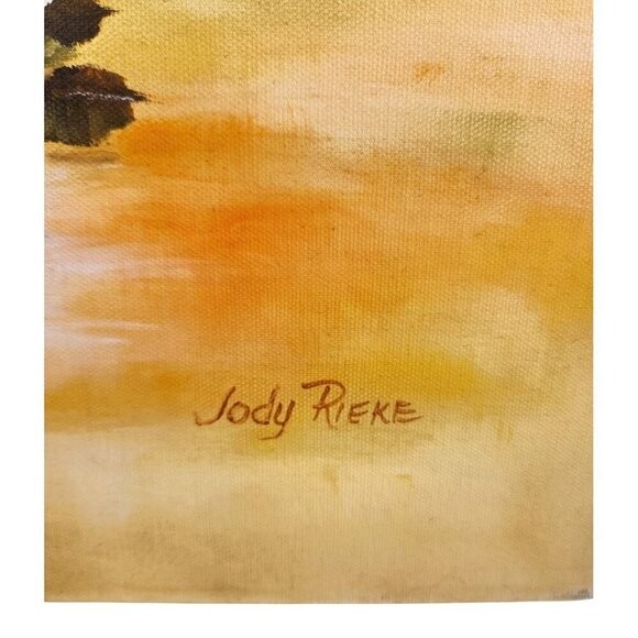 Original Floral Painting By Jody Rieke With Yellow & Blue Flowers On Canvas 20x1 - Picture 2 of 8